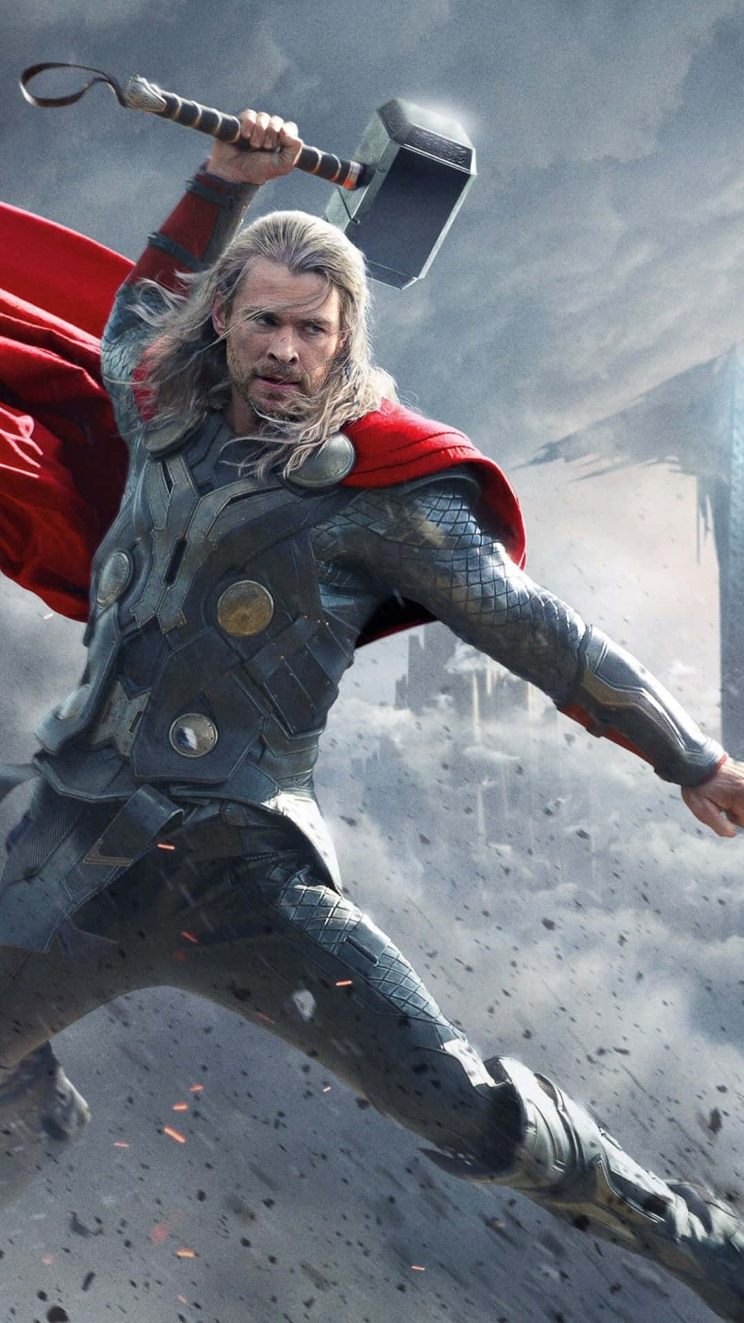 Umpoderoso Thor Empunhando Um Martelo Trovejante.