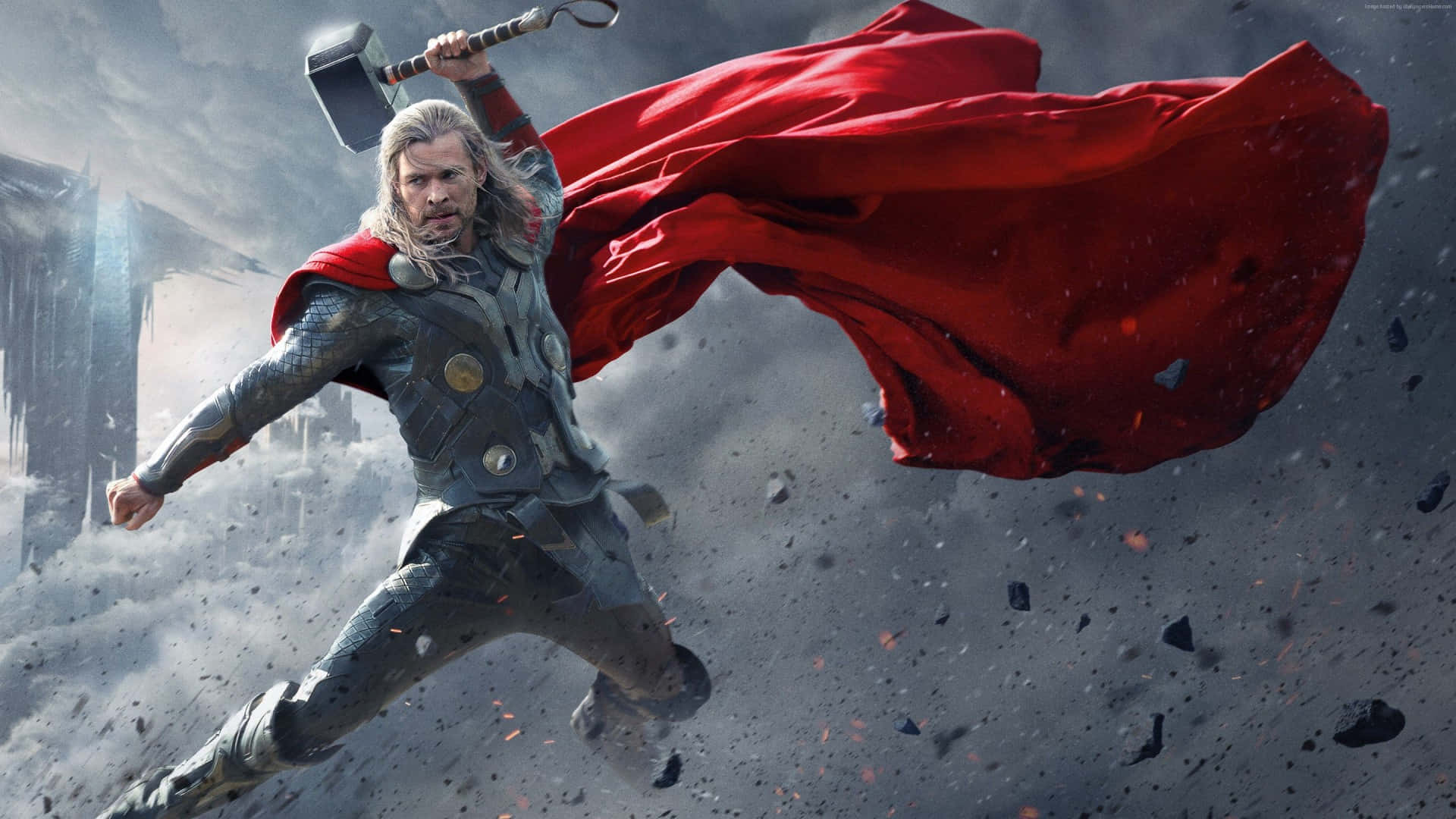 Thor in an epic fight scene from Thor Ragnarok Wallpaper