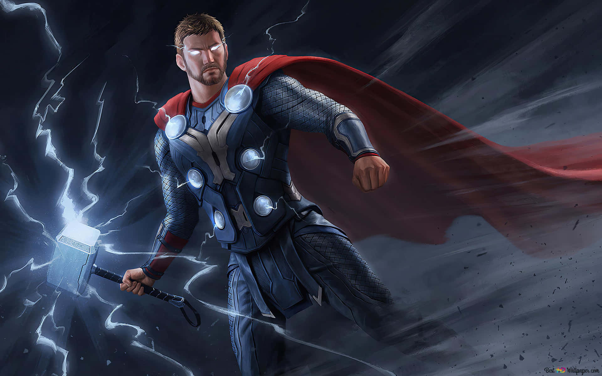 Chris Hemsworth genskabt som Thor fra Thor Ragnarok tapet Wallpaper