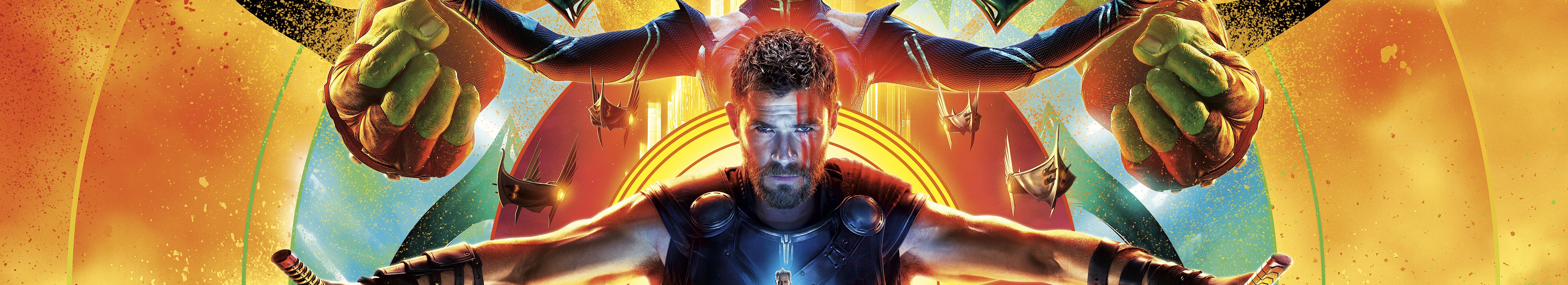 Thor Ragnarok Poster Three Screen Wallpaper