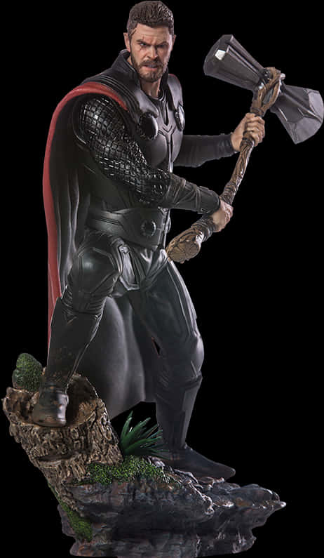 Thor Statuewith Stormbreaker PNG