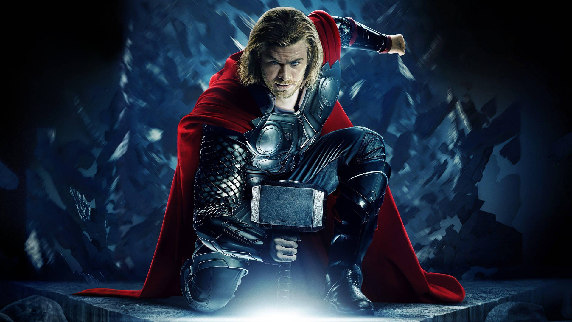 Thor Superhero And Mjölnir Hammer Background