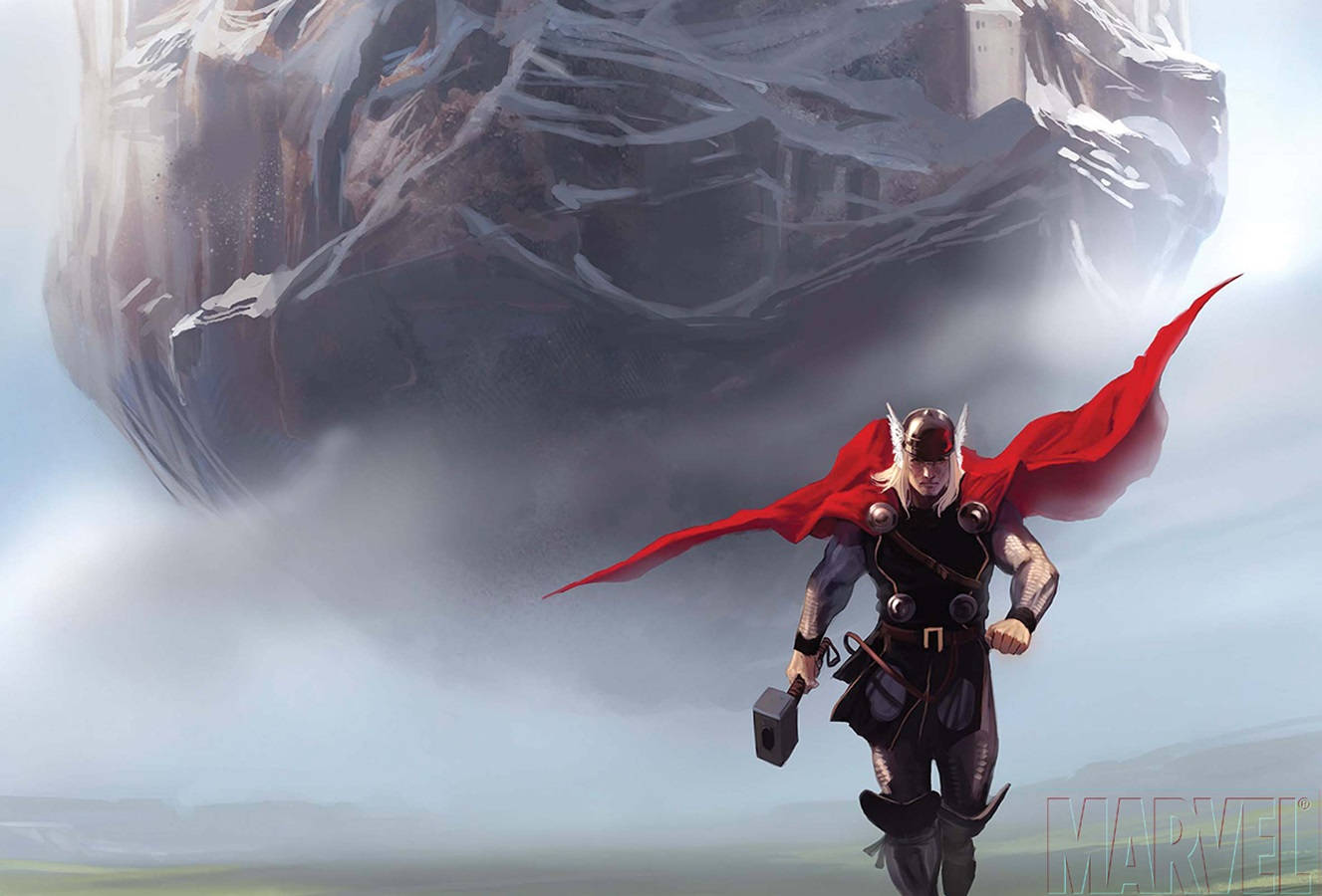 Thor Superhero With Red Cape Background