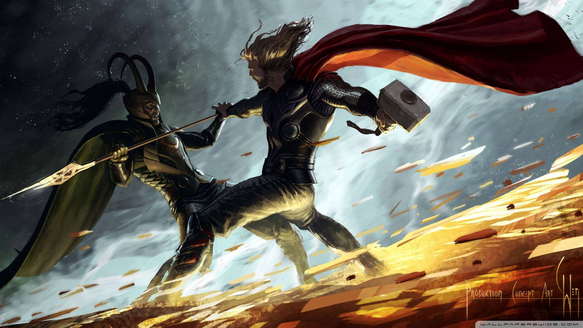 Thor Vs. Loki Marvel Background