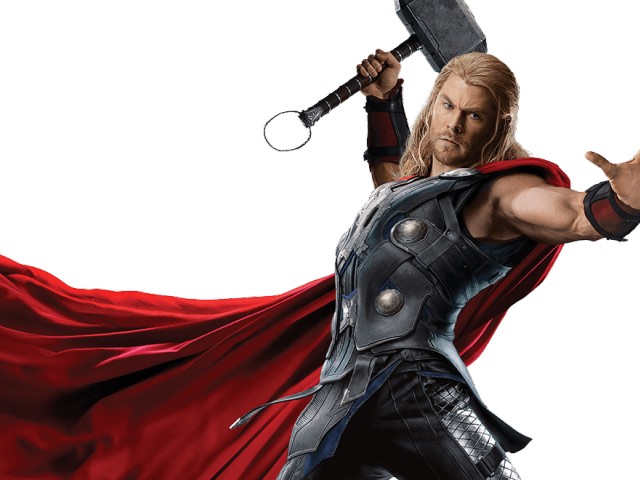 Thor_with_ Mjolnir_ Action_ Pose PNG
