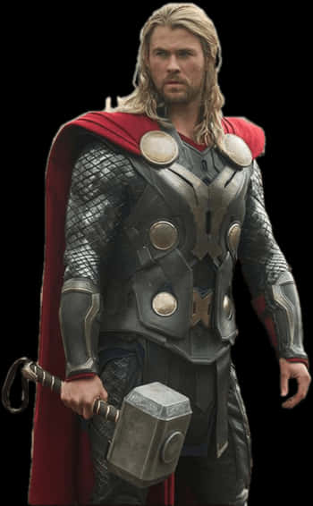 Thor_with_ Mjolnir_ Costume_ Portrait PNG