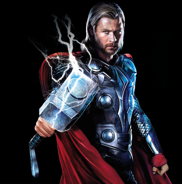 Thor_with_ Mjolnir_ Lightning PNG