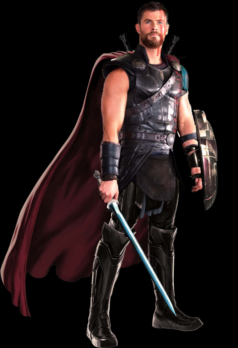Thor_with_ Stormbreaker_and_ Shield PNG