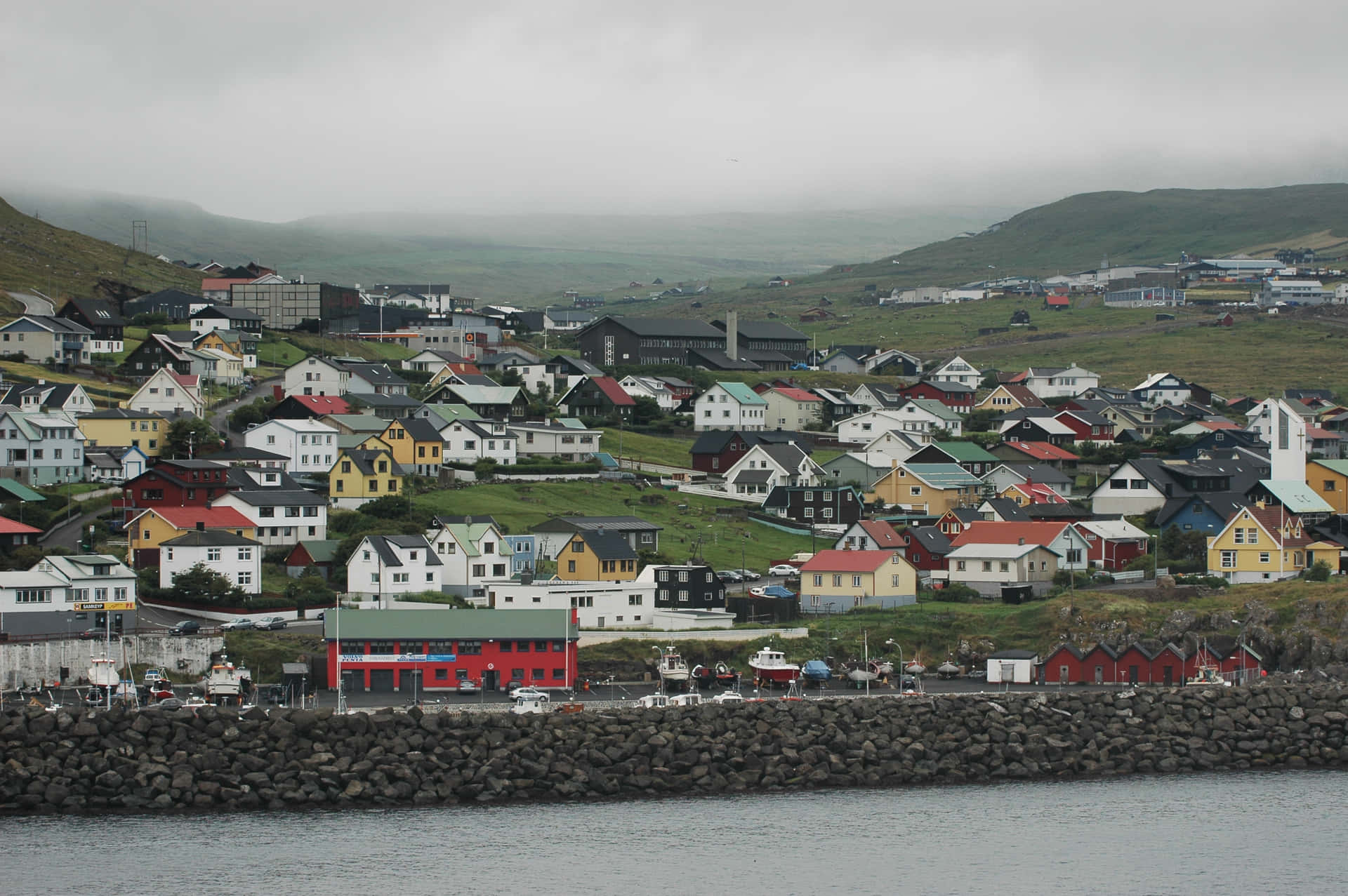 Thorshavn With Stone Wall Wallpaper