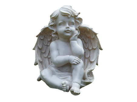 Thoughtful Cherub Statue PNG