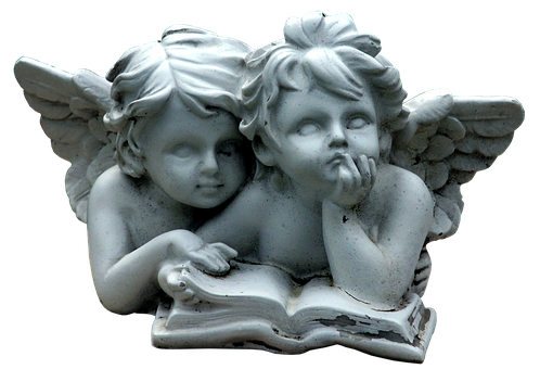 Thoughtful Cherubs Statue PNG