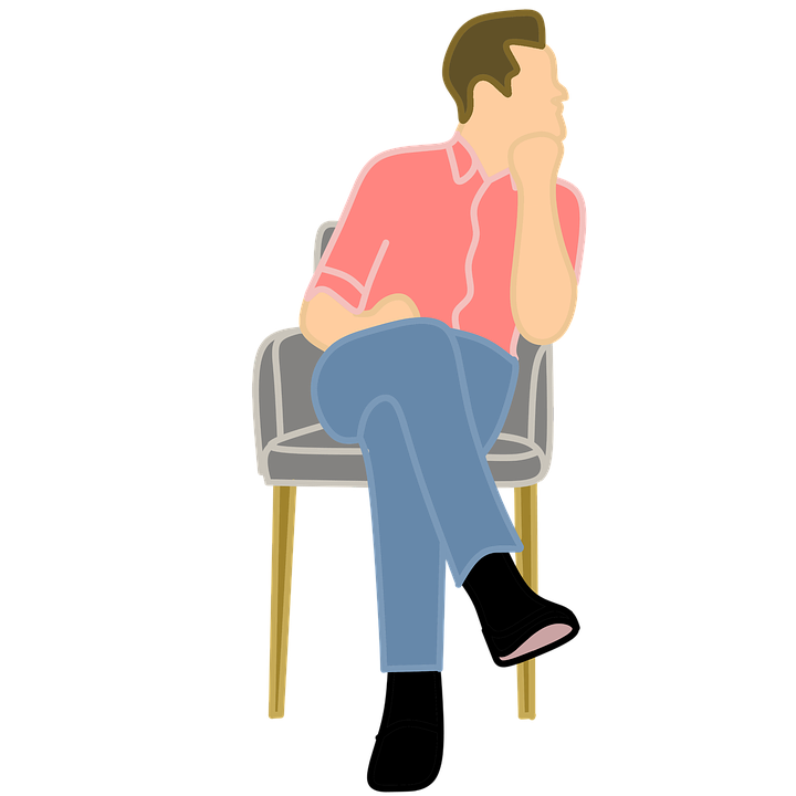 Thoughtful Man Sittingon Chair PNG