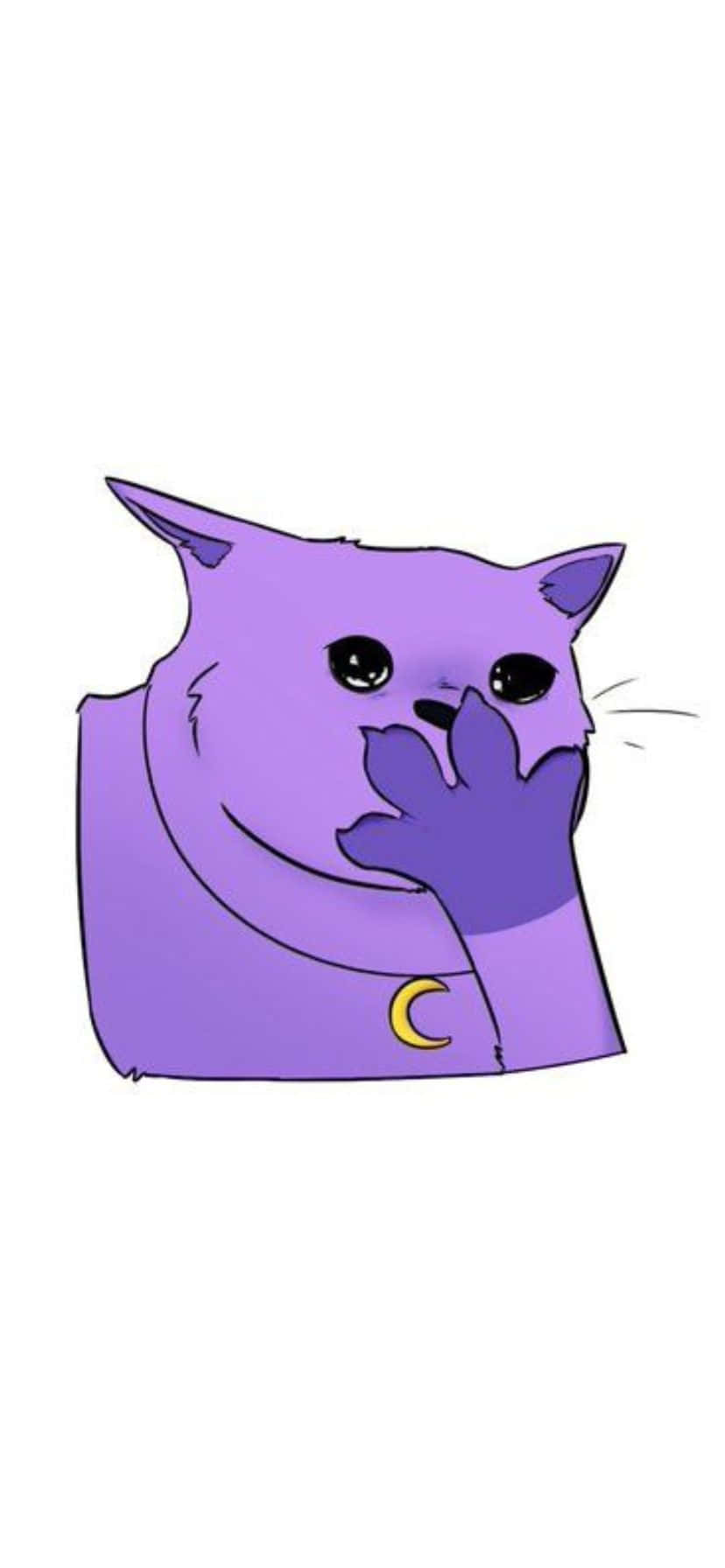 Thoughtful Purple Cat Cartoon Wallpaper