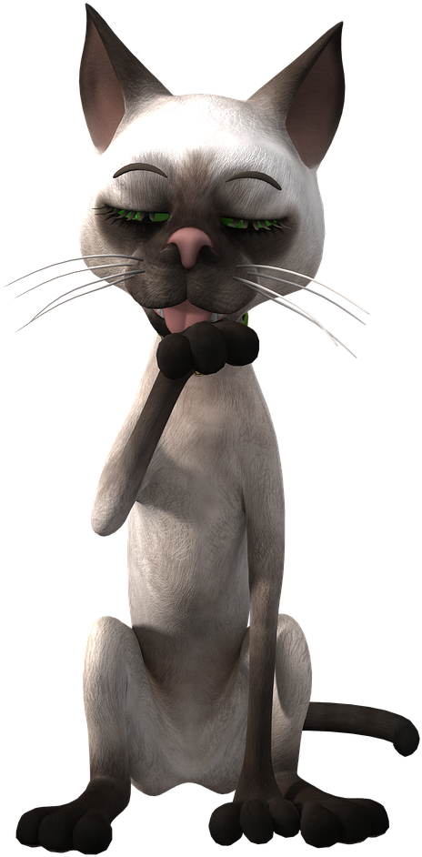 Thoughtful Siamese Cat Character PNG