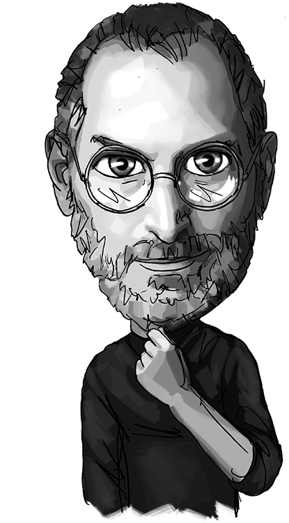 Thoughtful Tech Visionary Caricature PNG