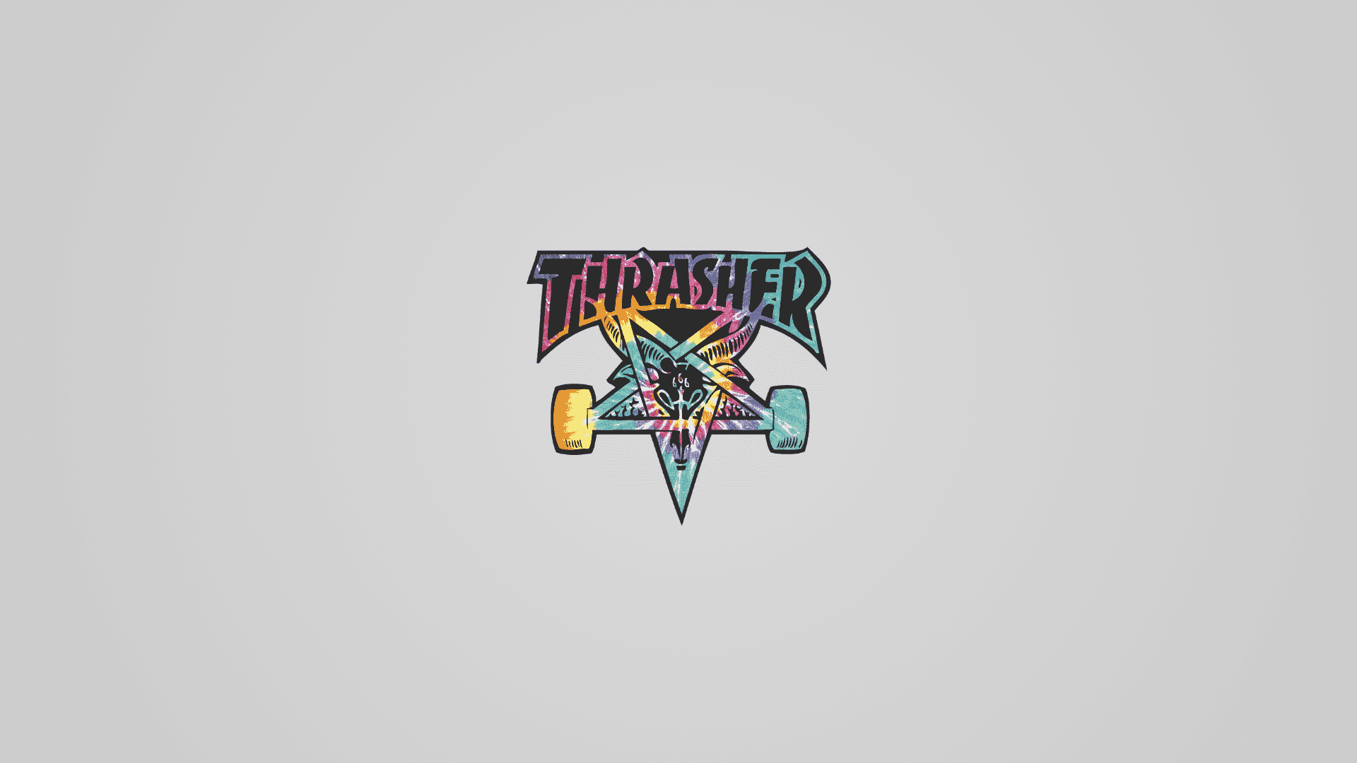A Colorful Logo With The Word Thrasher On It