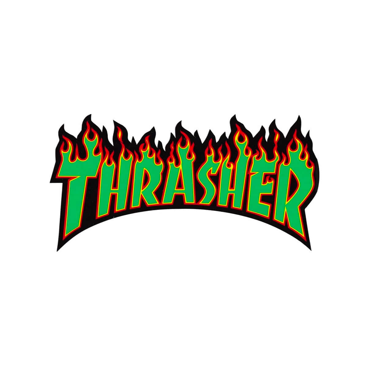 Thrasher Logo In Flames On A White Background