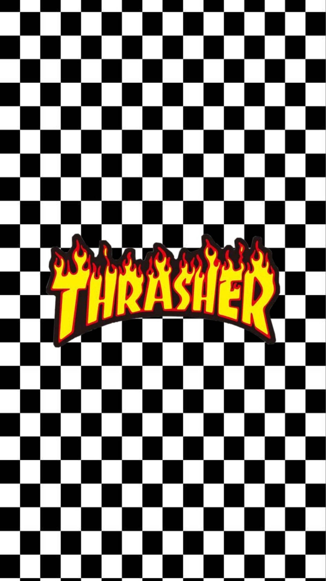 Caption: Unique Thrasher Checkered Pattern. Wallpaper