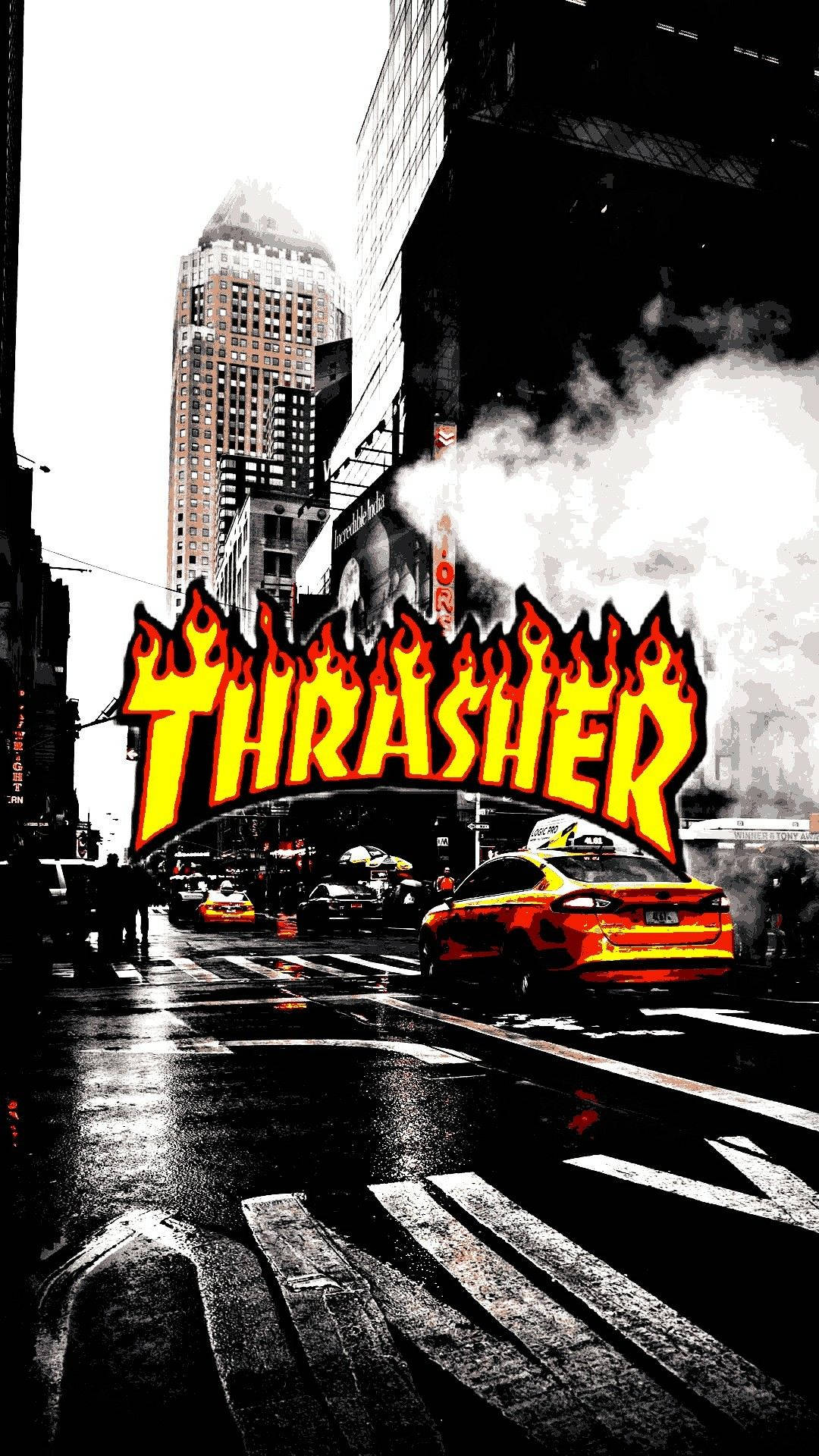 Thrasher Logo On Streets Wallpaper