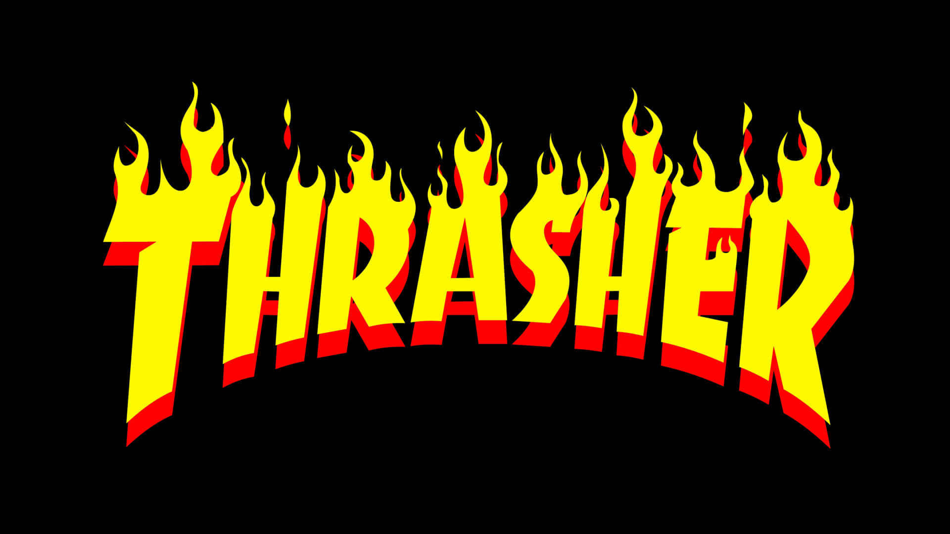 Thrasherlogo In Flammen Auf Schwarzem Hintergrund