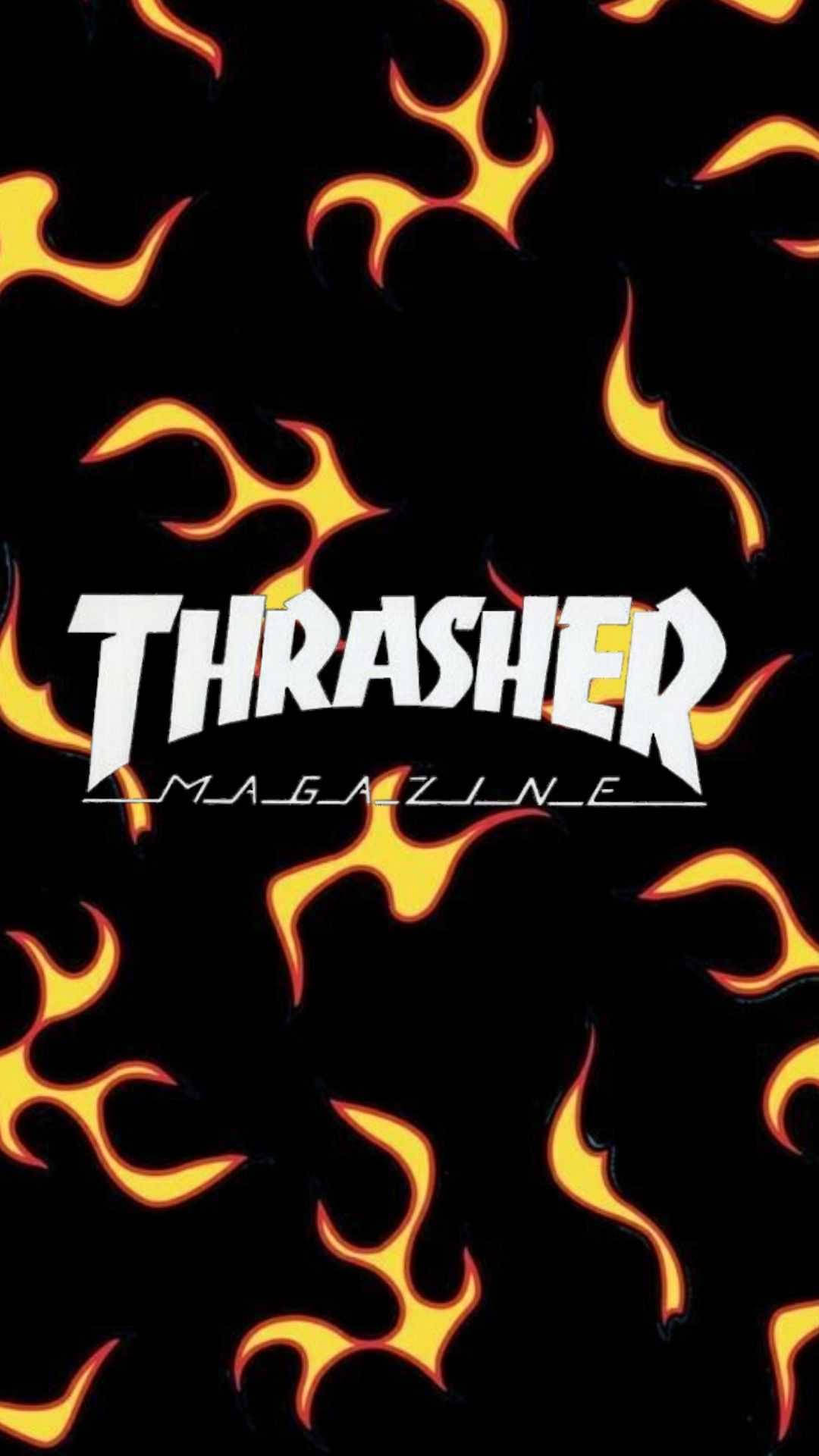 Thrasher With Flame Patterns Wallpaper
