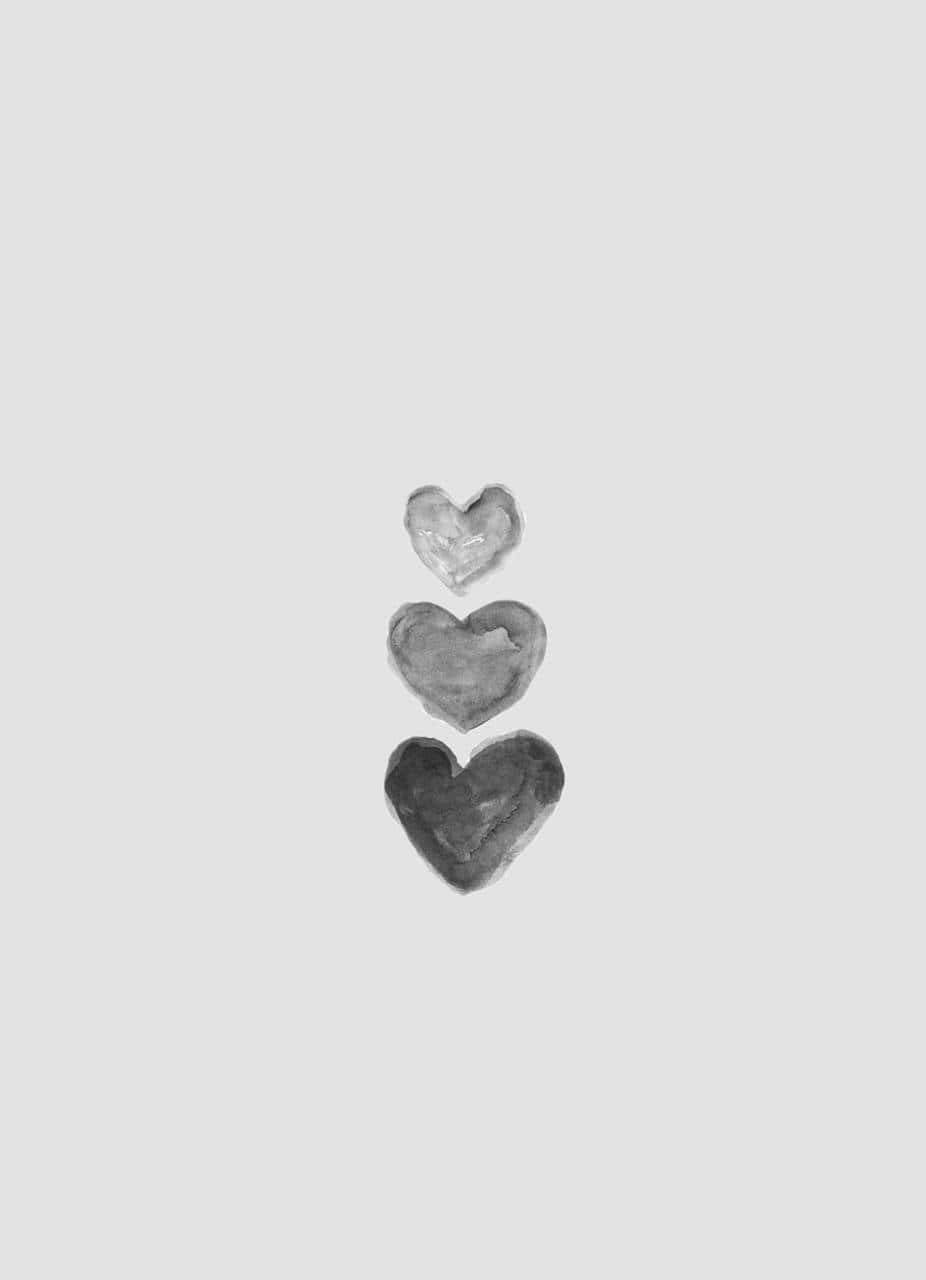 Three Aesthetic Gray Hearts Wallpaper