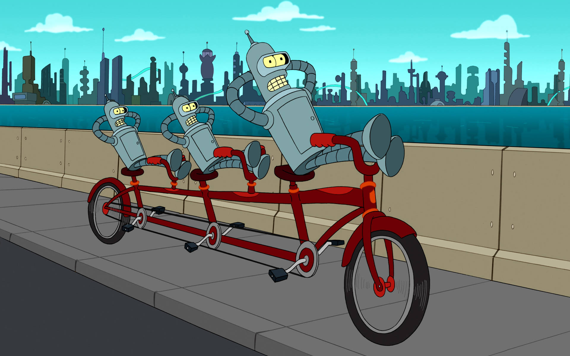 Dreibieger Fahren Auf Einem Fahrrad - Futurama. Wallpaper