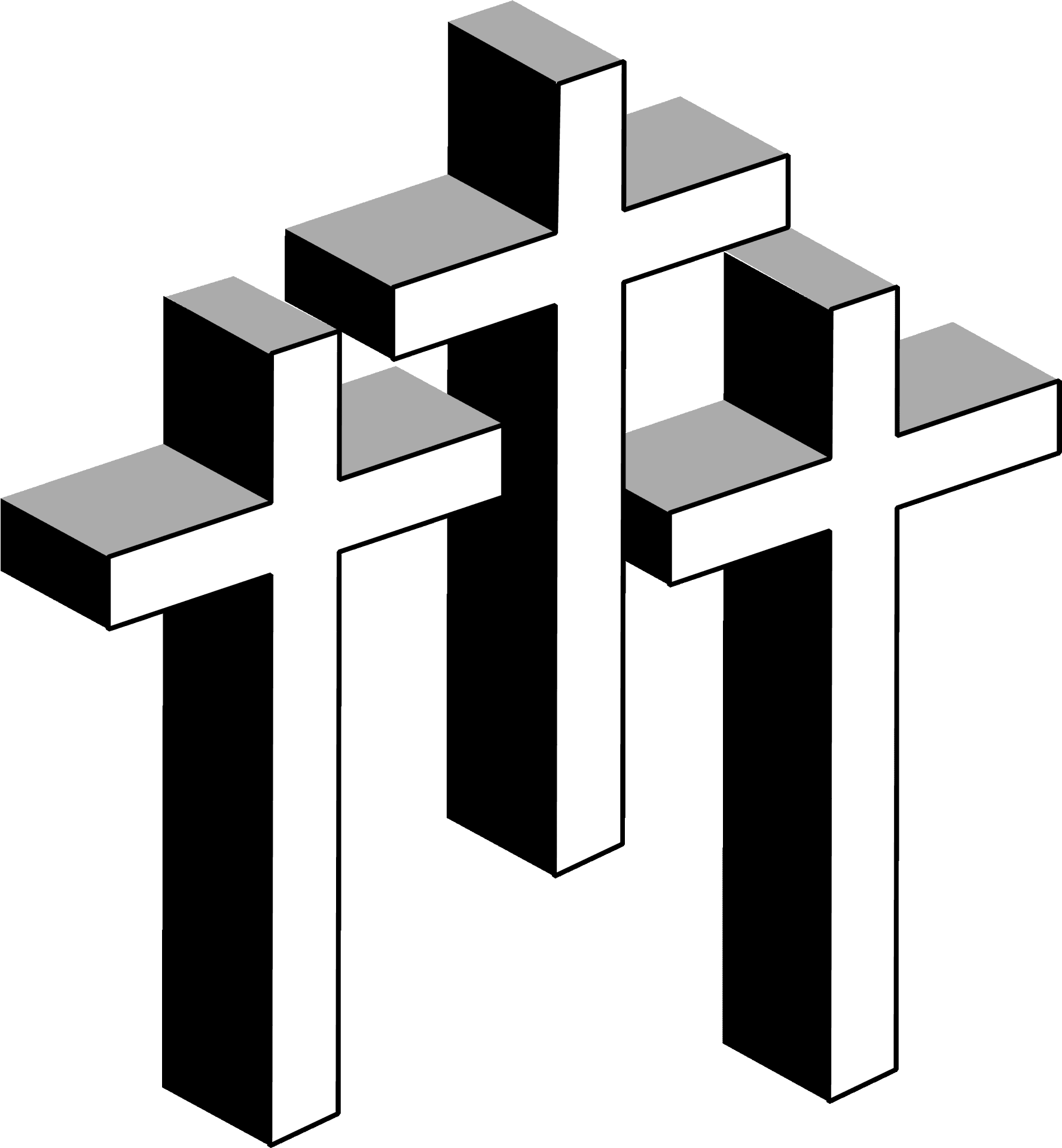 Three Black Crosses Clipart PNG