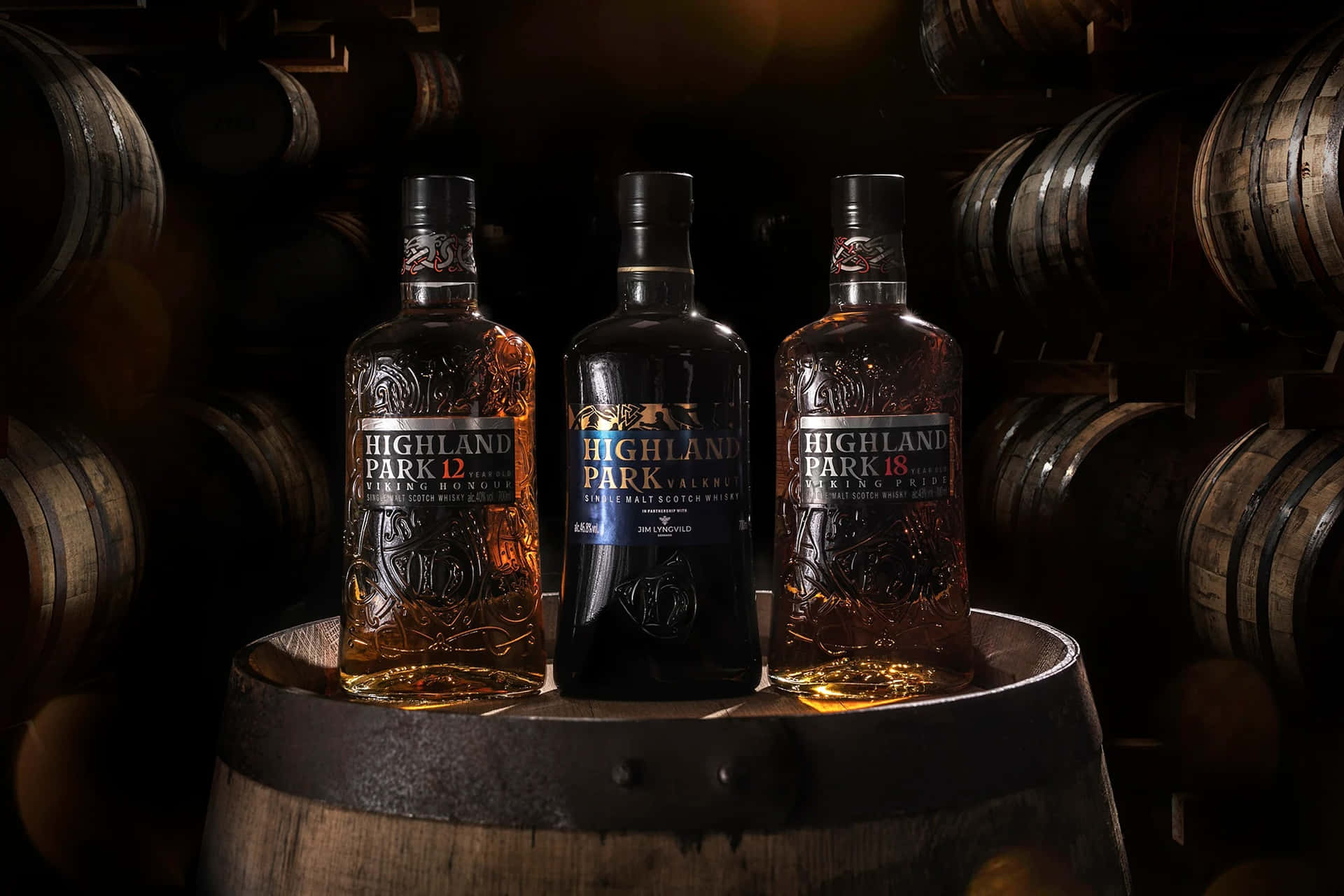 Three Bottles Of Highland Park Whiskey Wallpaper