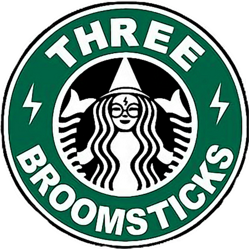 Three Broomsticks Coffee Logo Parody PNG