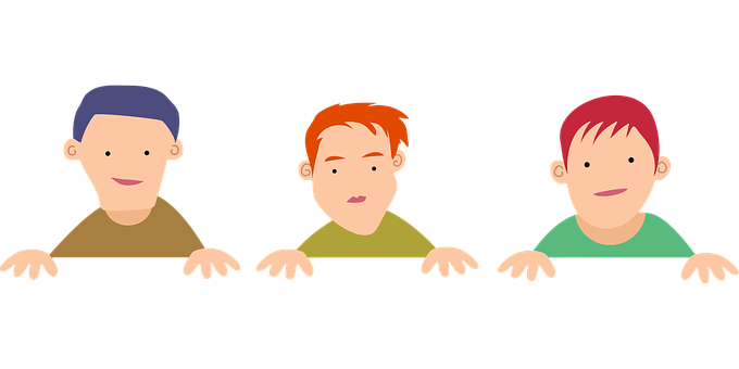 Three Cartoon Boys Peeking PNG