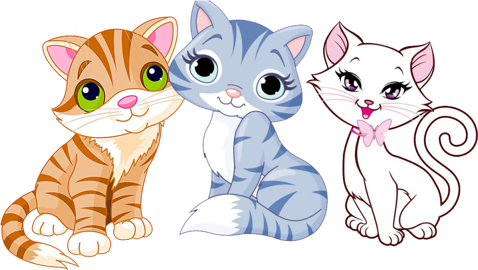 Three Cartoon Kittens PNG