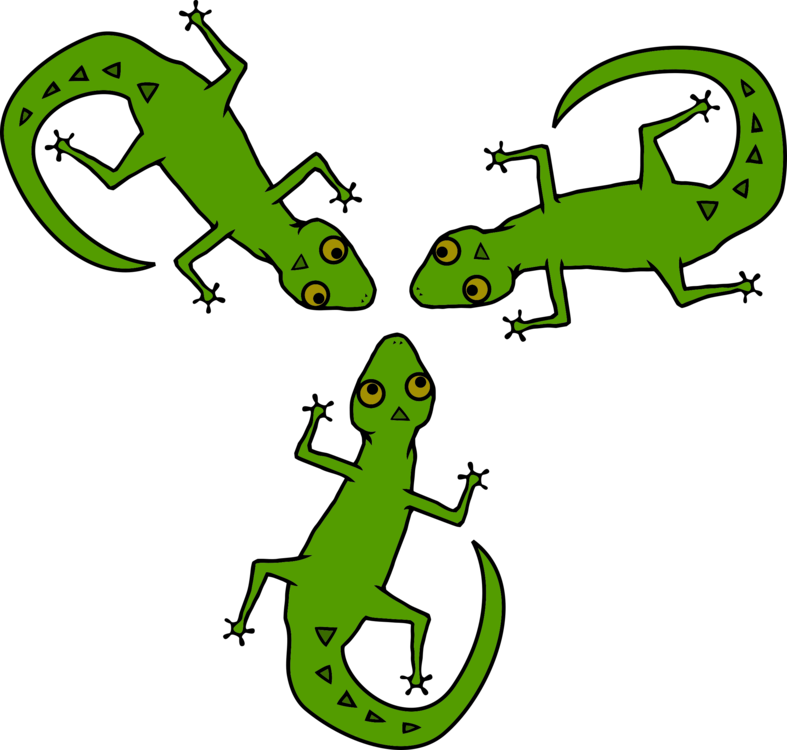 Three Cartoon Lizards Illustration PNG