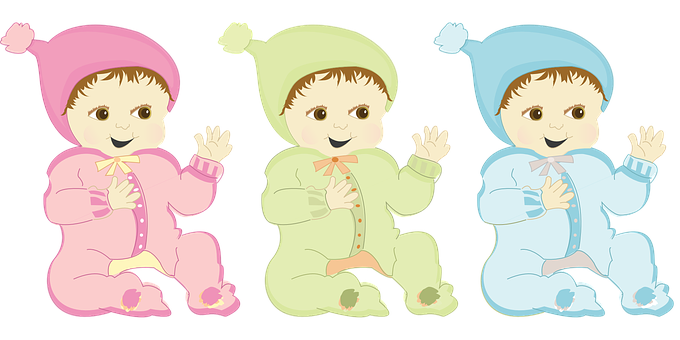 Three Cheerful Babiesin Colorful Outfits PNG