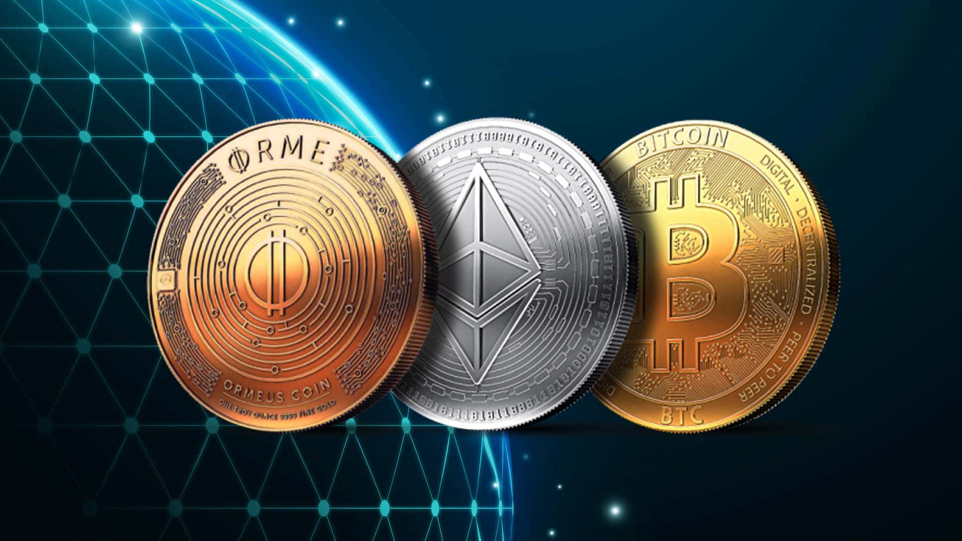 Three Crypto Coins Wallpaper