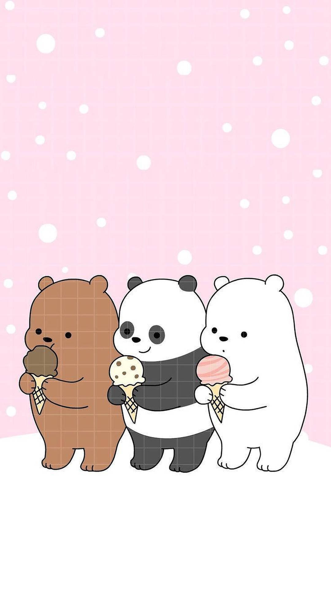 Three Cute Bears With Ice Cream Wallpaper