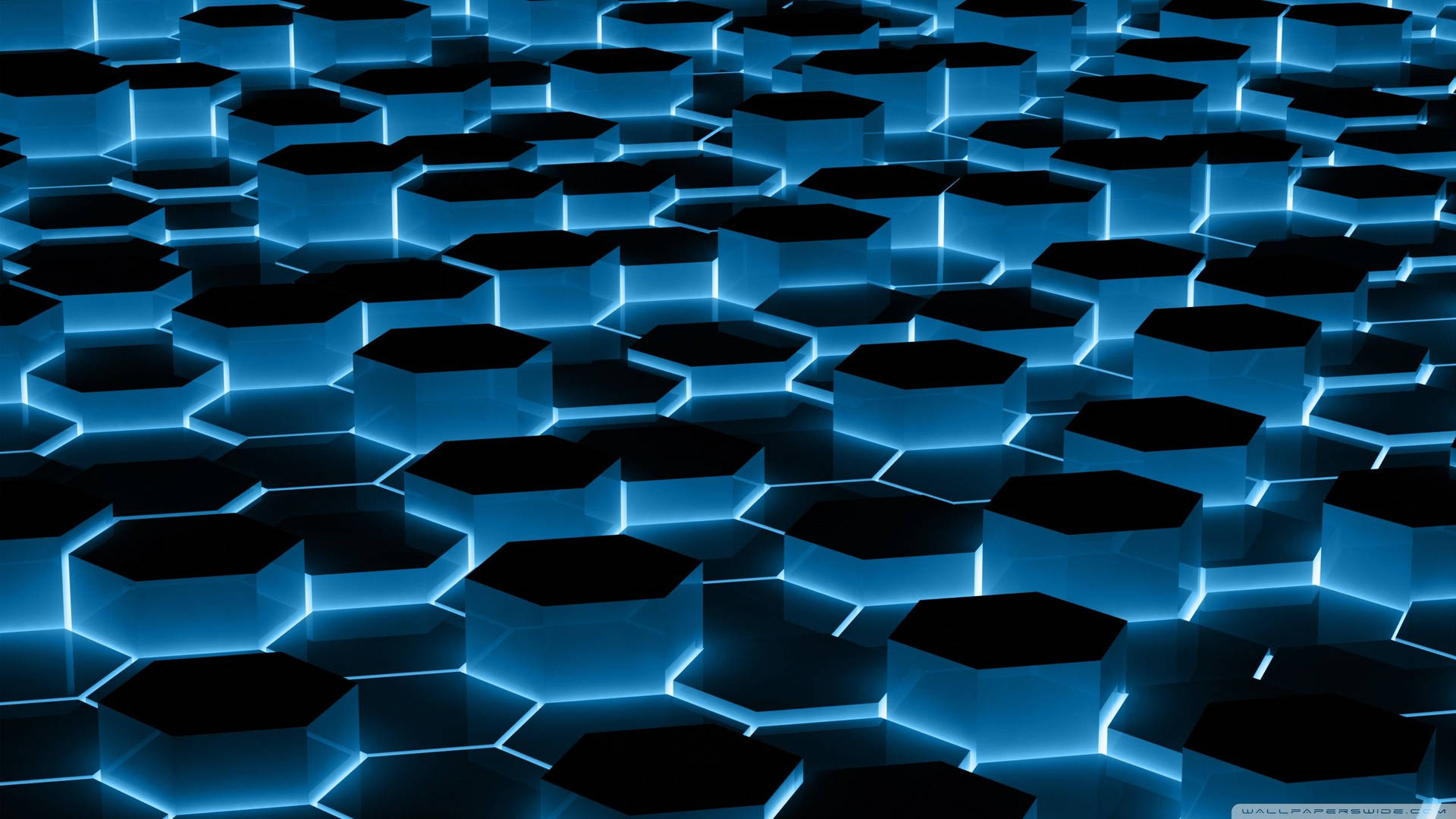 Three Dimensional Blue Hexagon Wallpaper