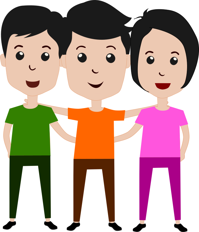 Three Friends Together Cartoon PNG