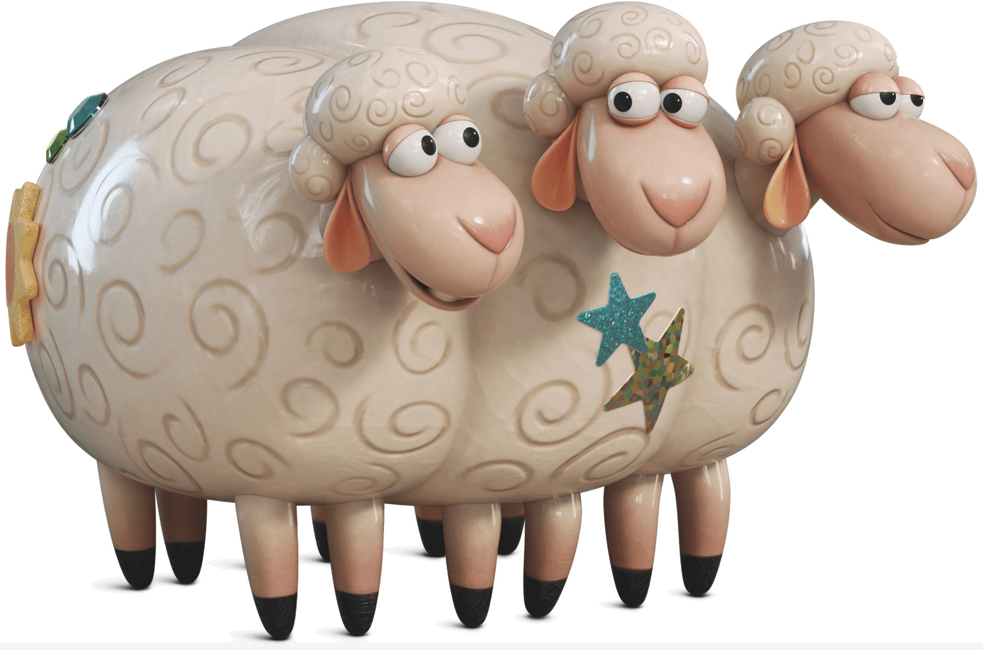 Three Headed Sheep Toy PNG