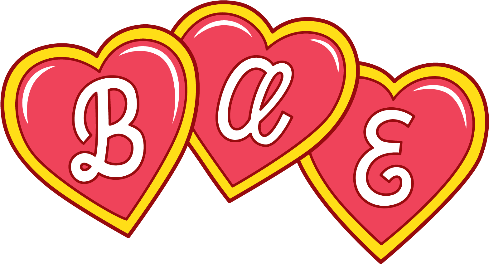 Three Hearts B A E Sticker PNG