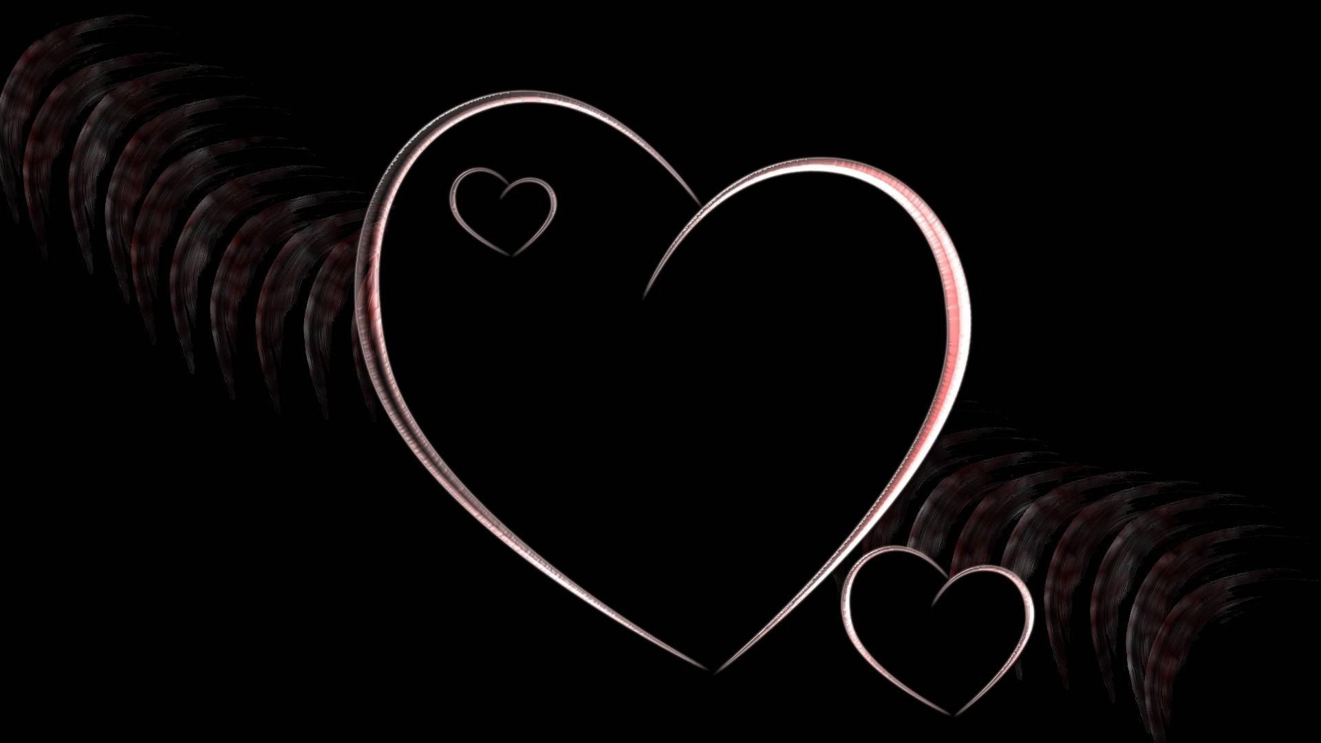 Three Hearts Black Love Wallpaper