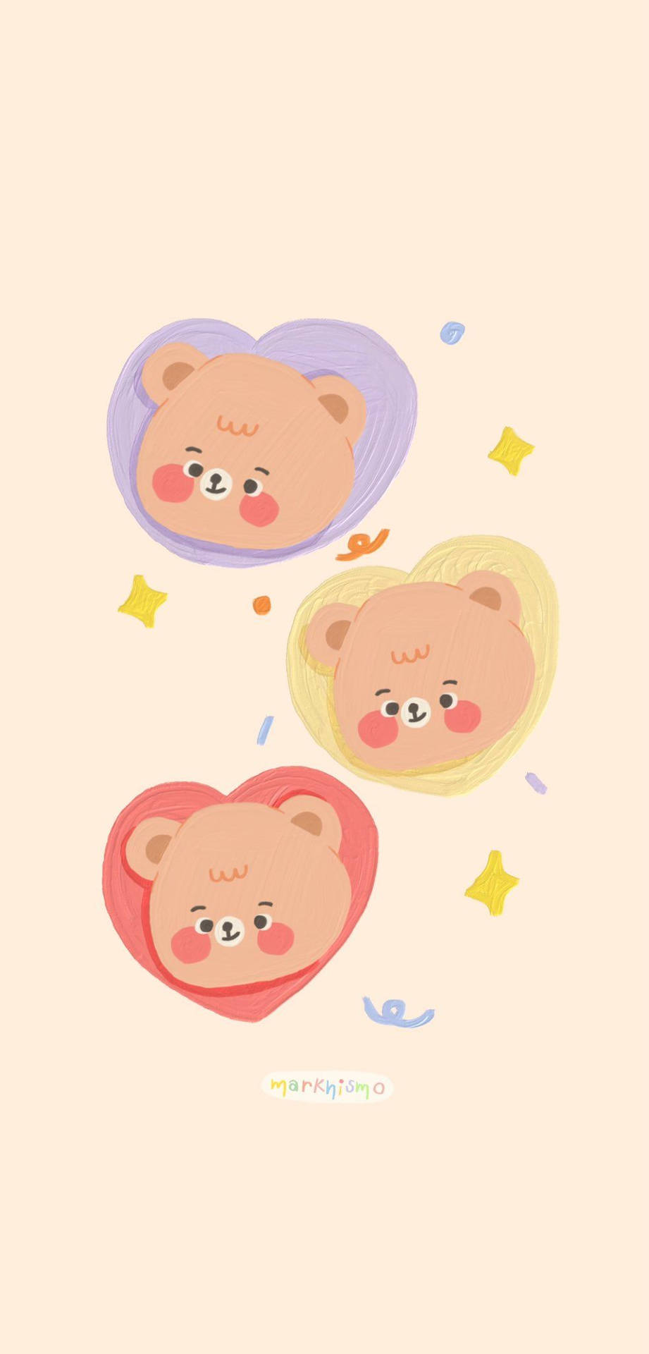 Three Korean Bear Hearts Picture