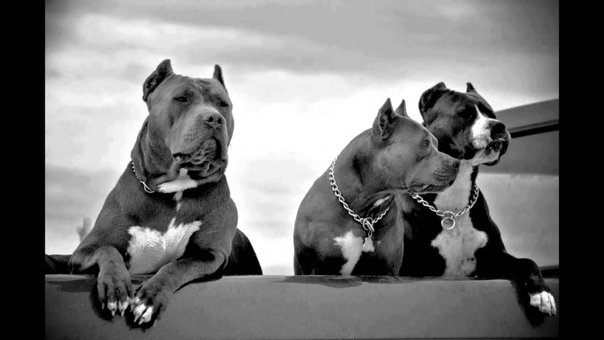 Three Large Pitbull Dogs Background