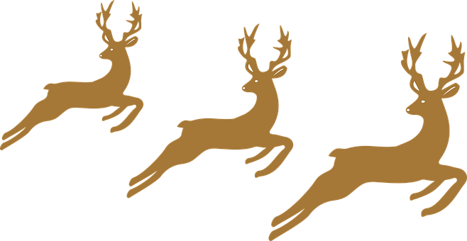 Three Leaping Reindeer Silhouettes PNG