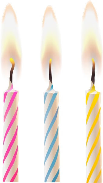 Three Lit Birthday Candles PNG