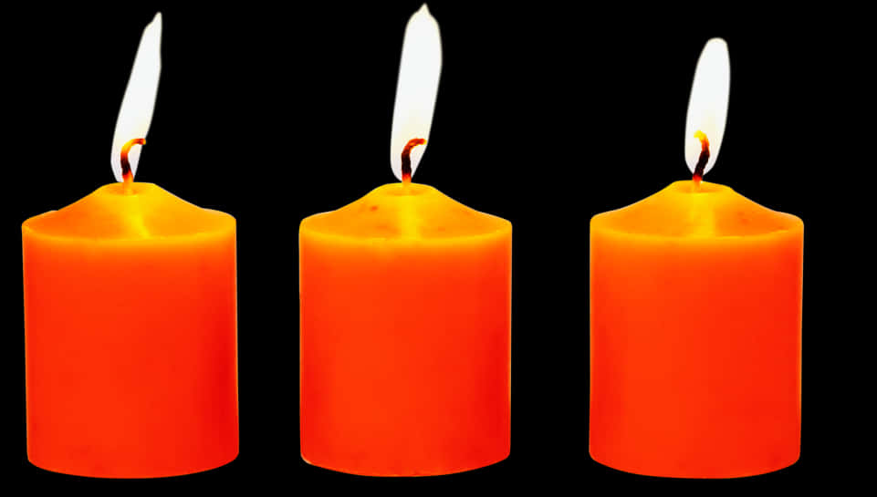 Three Lit Orange Candles PNG