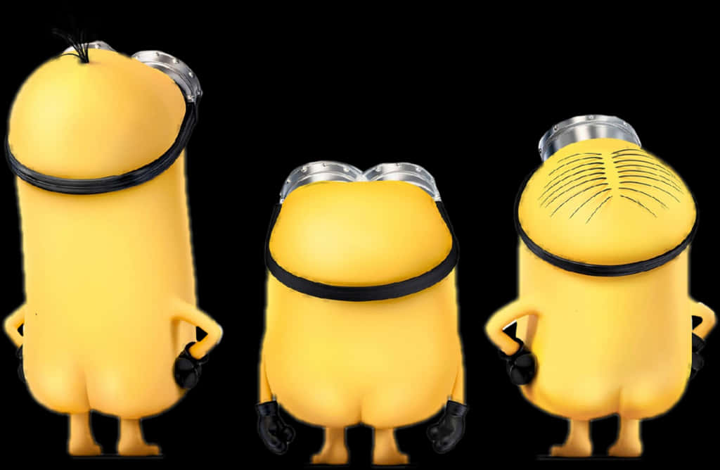 Three Minions Back View PNG