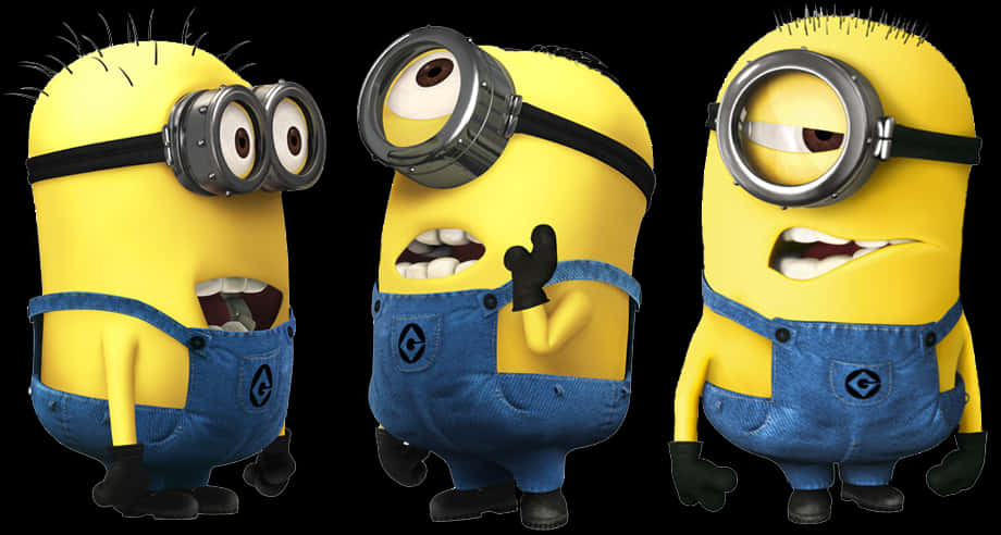Three Minions Expressions PNG