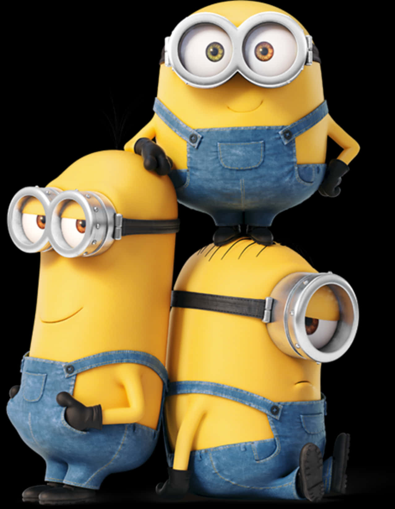 Three Minions Posing Together PNG