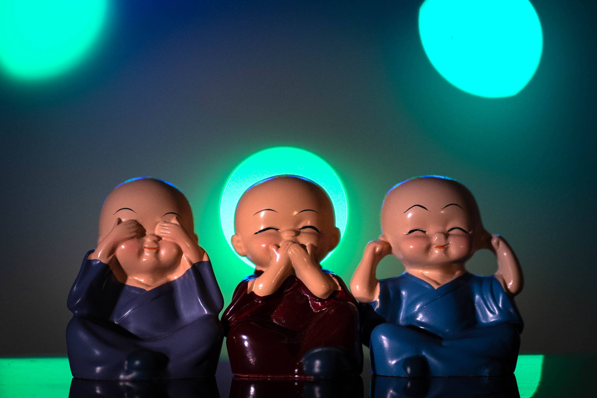 Three Monks Cute Dolls Wallpaper